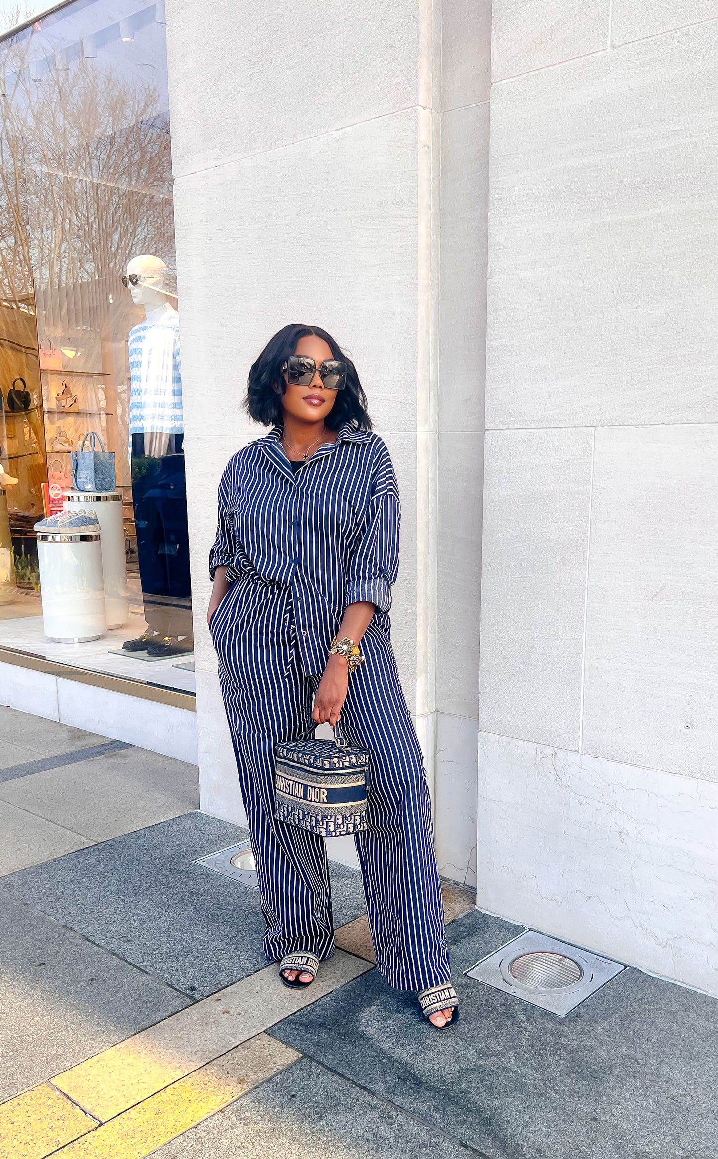 Stripe pants set