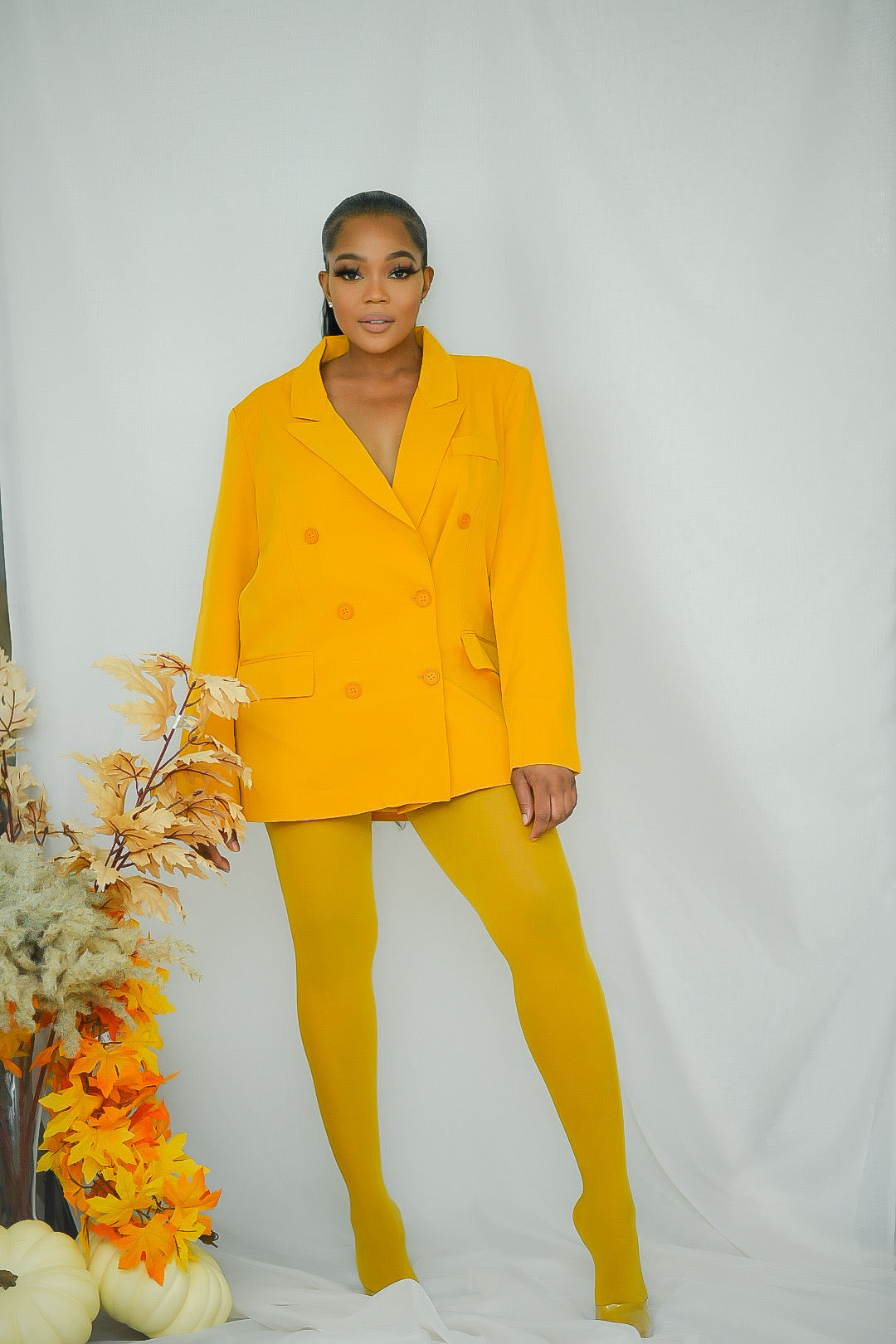 Mustard double breasted blazer