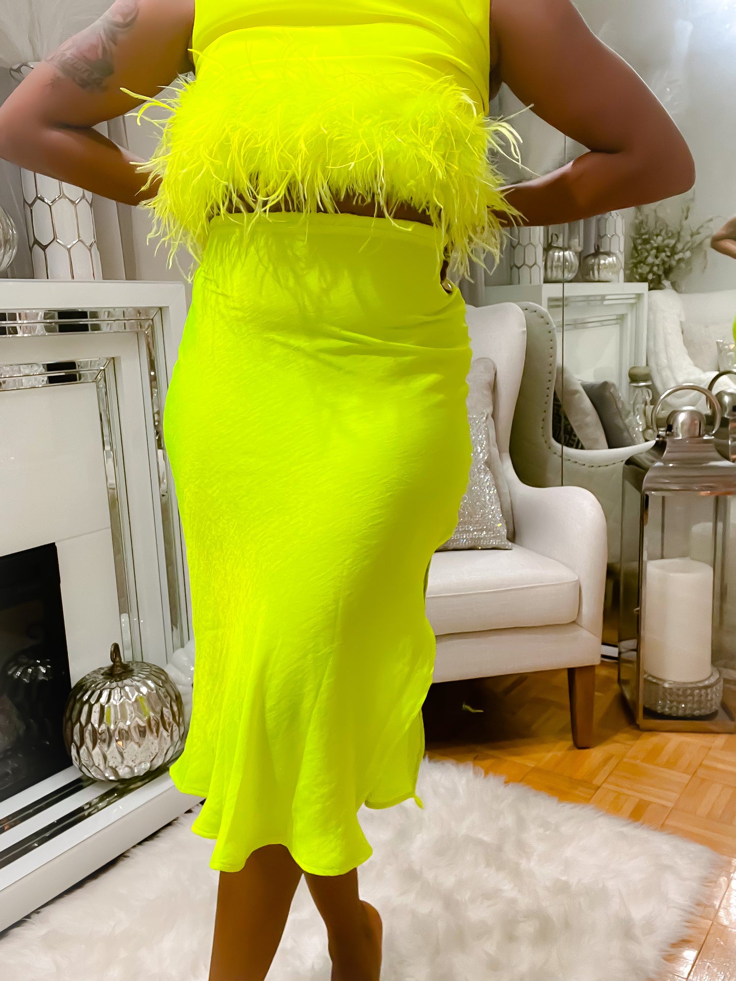 Neon slip skirt