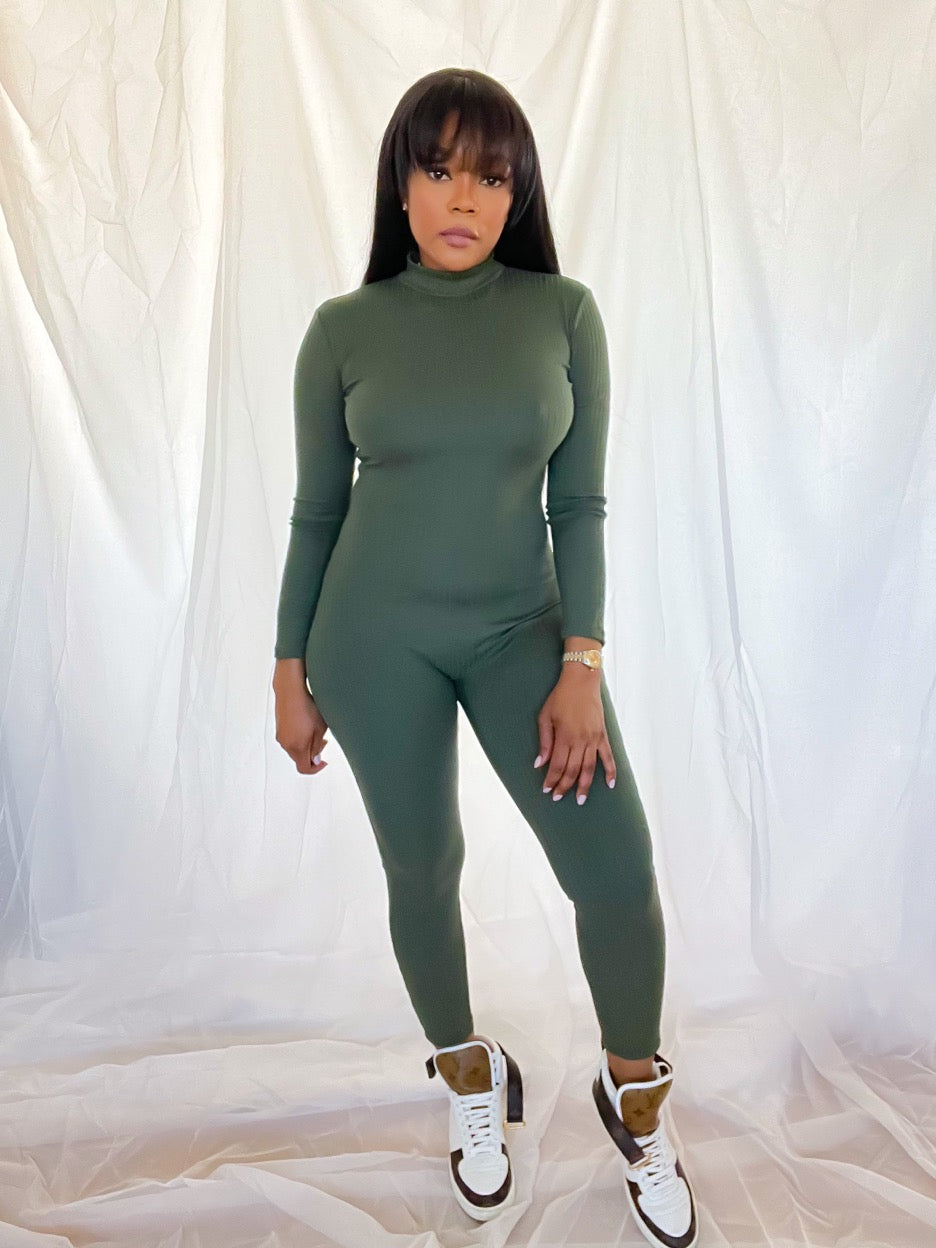 Ribbed long sleeve jumpsuit