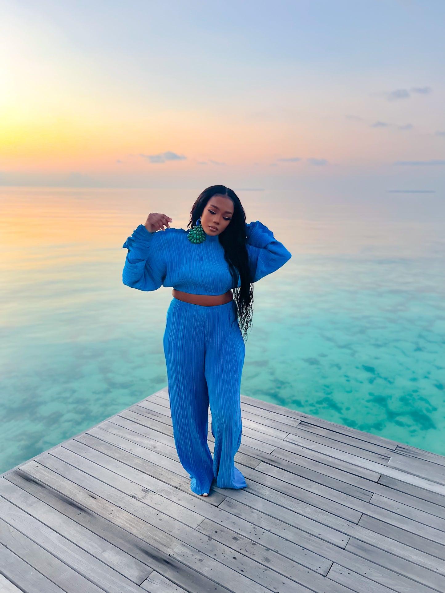 Maldives blue pants set