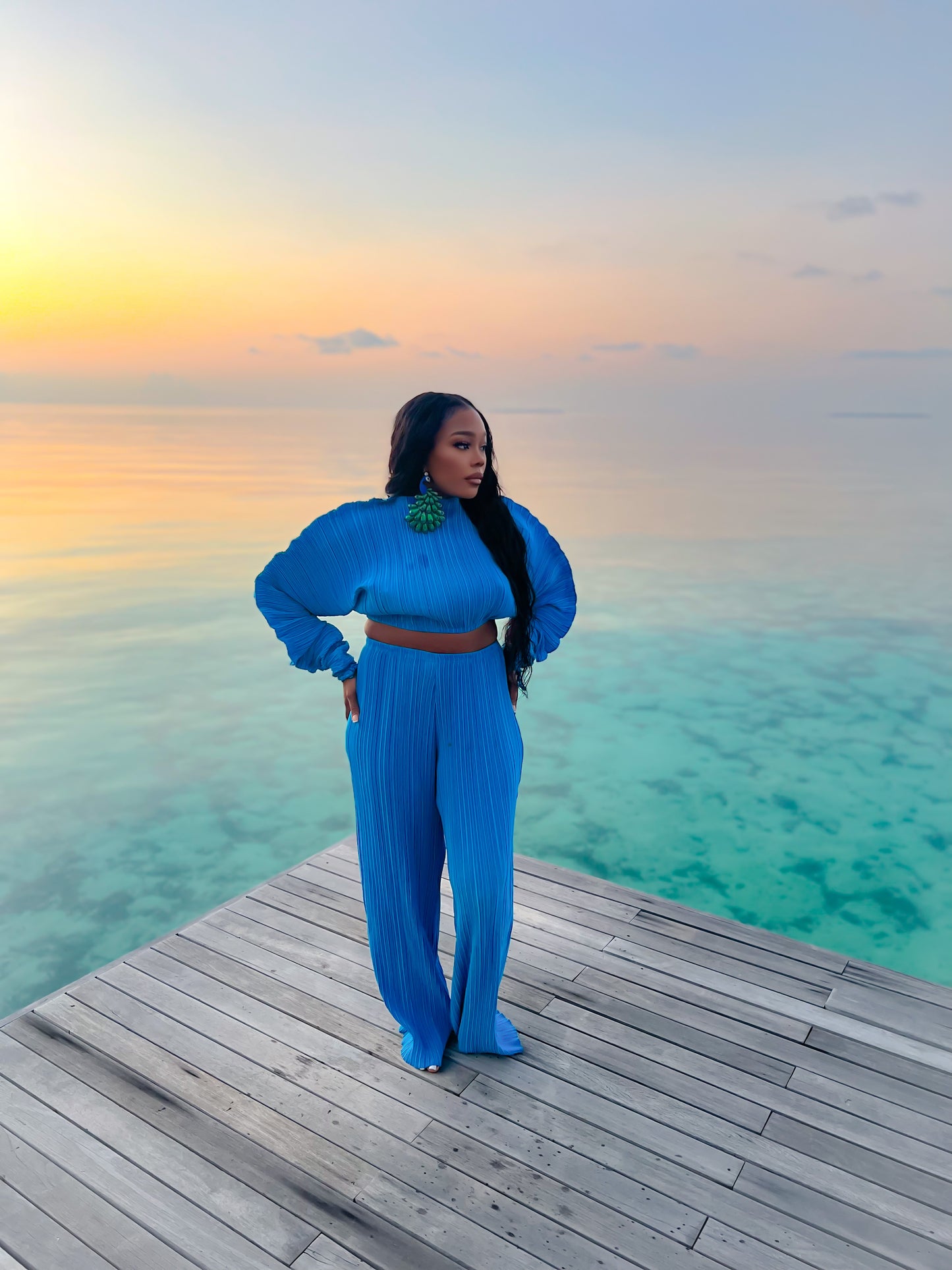 Maldives blue pants set