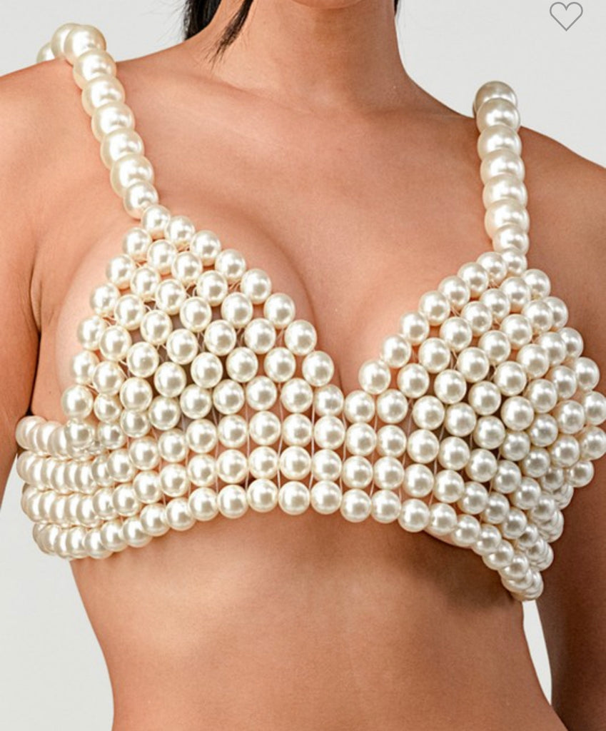 SOLID PEARL BEADING CHAIN LAYERED BRA TOP – OhYes Fashion